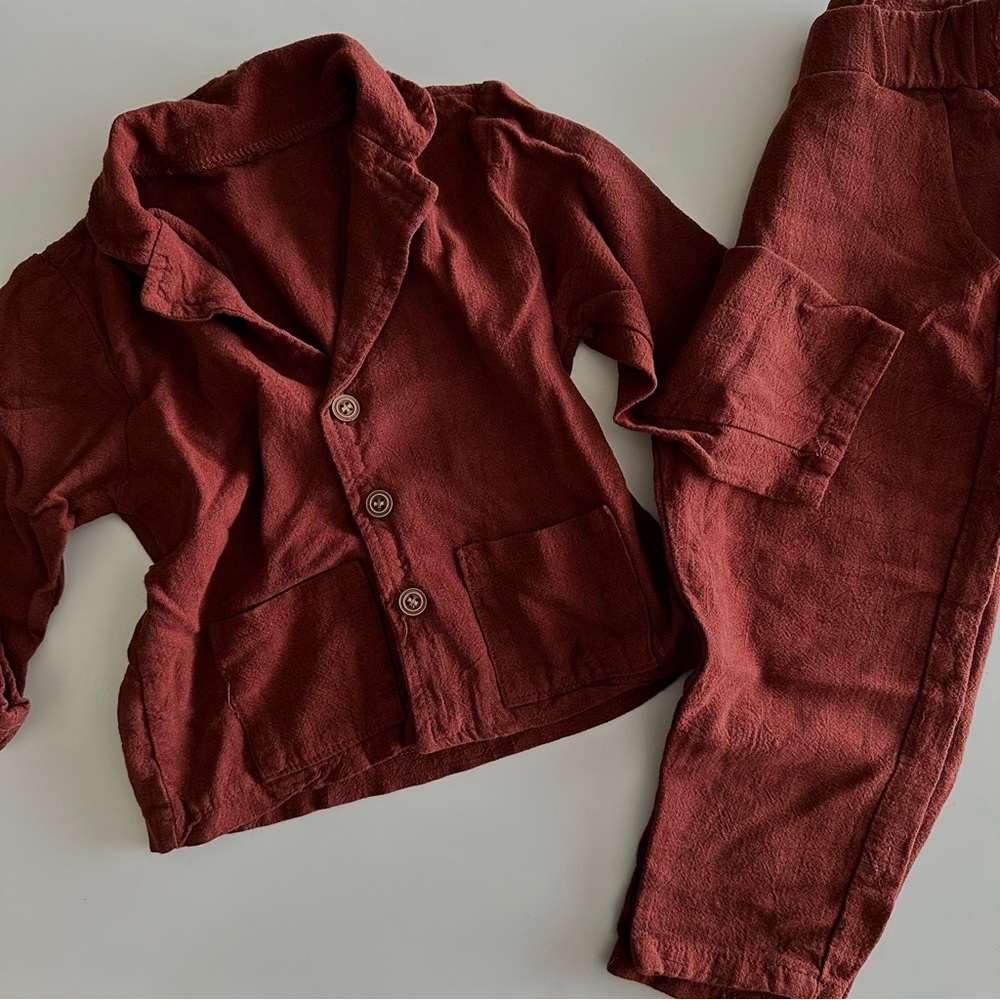 Toddler Rust Colored Long Woven Set Size 2T